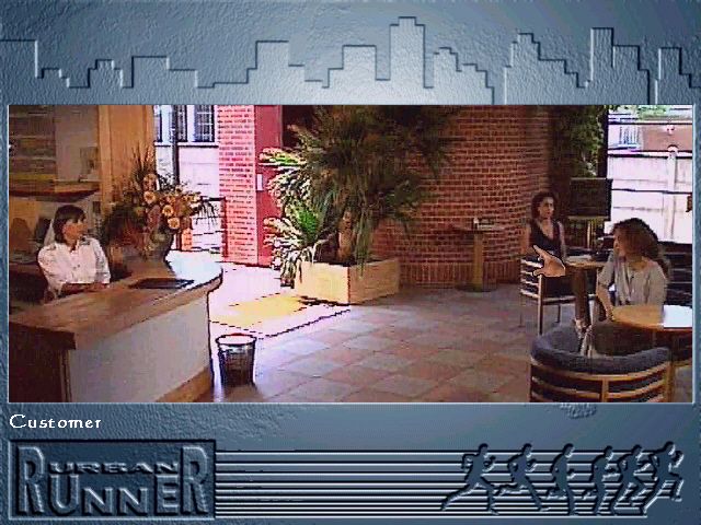 Urban Runner (Windows 3.x) screenshot: Lobby of the Buena Vista Hotel. How can Max get upstairs?