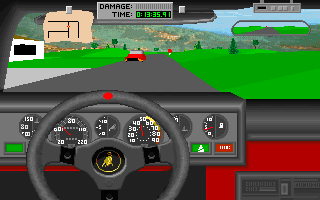 European Racers (DOS) screenshot: Driving the Lamborghini in Germany