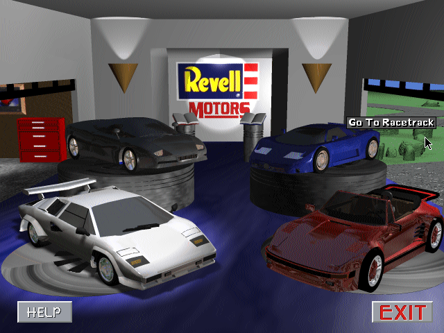 European Racers (DOS) screenshot: Click outside to start driving