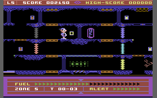Legend of the Knucker-Hole Starring Jet-Boot Jack (Commodore 64) screenshot: Can you get to the exit?