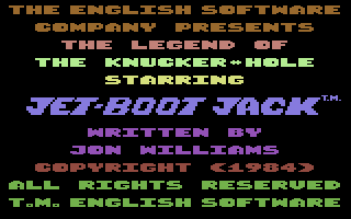Legend of the Knucker-Hole Starring Jet-Boot Jack (Commodore 64) screenshot: Title Screen
