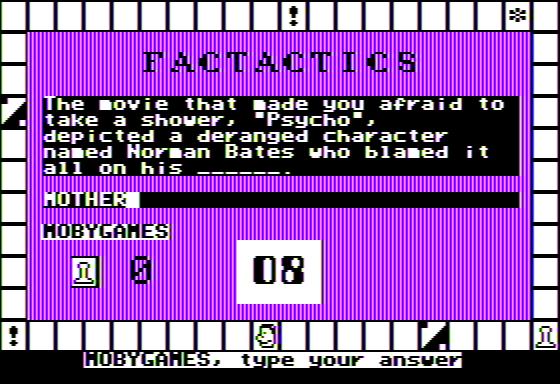 Factactics (Apple II) screenshot: Norman Bates' Mother