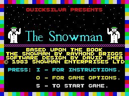 The Snowman (ZX Spectrum) screenshot: Snowman options screen