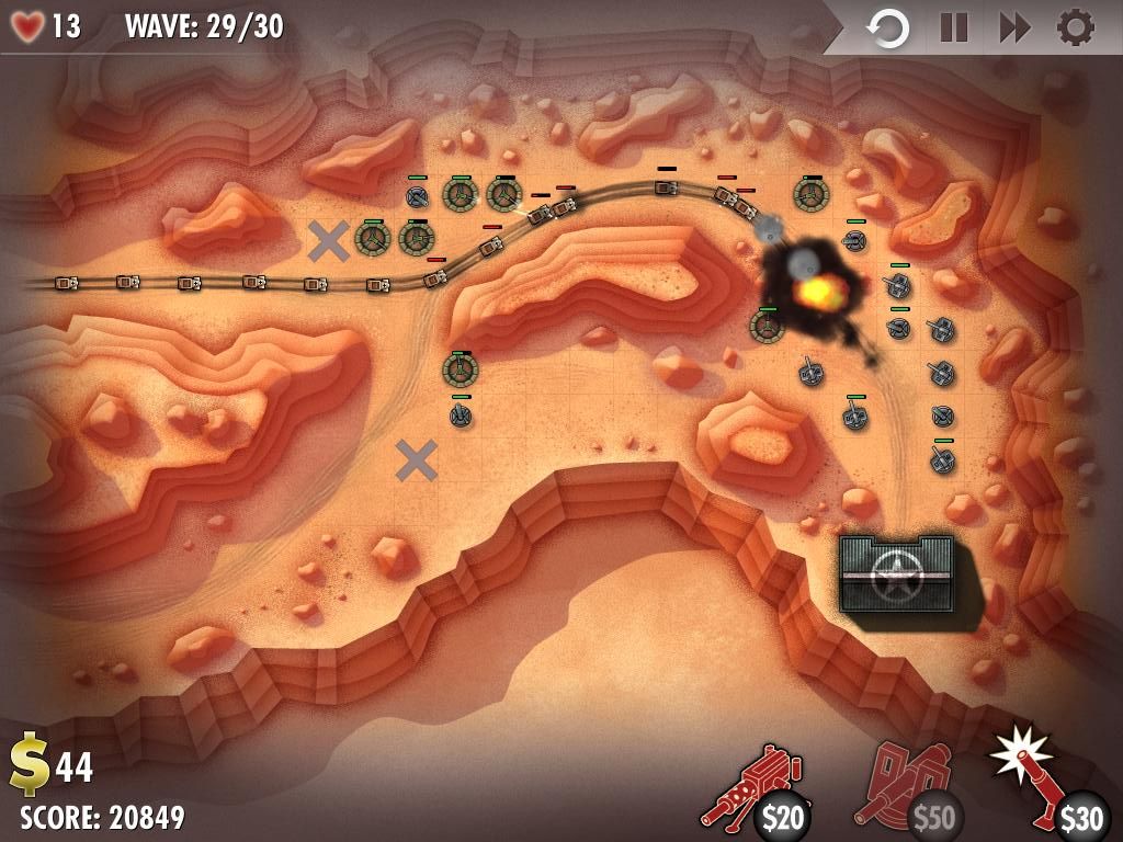 iBomber Defense (iPad) screenshot: North West Africa - wave 29