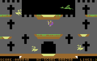 Quak Attak (Commodore 64) screenshot: A dragon flying across the screen