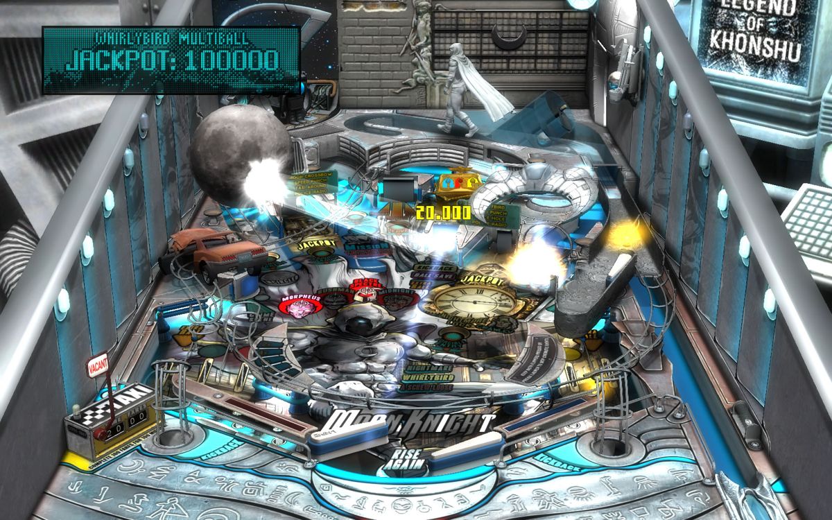 Marvel Pinball: Vengeance and Virtue (Windows) screenshot: <i>Moon Knight</i> - The mooncopter has appeared on the right.