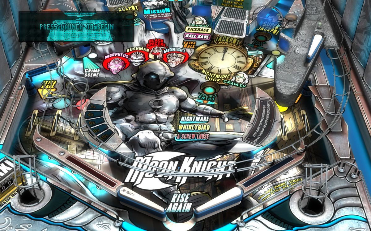 Marvel Pinball: Vengeance and Virtue (Windows) screenshot: <i>Moon Knight</i> - Bottom part of the table