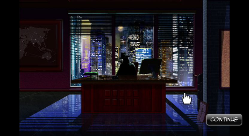 Carmen Sandiego Adventures in Math: The Island of Diamonds (Wii) screenshot: The game's Story mode opens in the detective office.