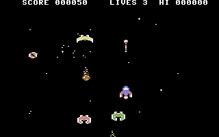 Orbitron (Commodore 64) screenshot: Blast the aliens