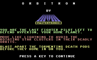 Orbitron (Commodore 64) screenshot: Title screen