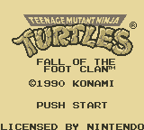 Teenage Mutant Ninja Turtles: Fall of the Foot Clan (Game Boy) screenshot: Title Screen