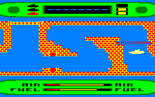 Periscope Up (Amstrad CPC) screenshot: Electric barrier passed
