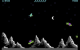DragonHawk (Commodore 64) screenshot: Going against some dragon puppies