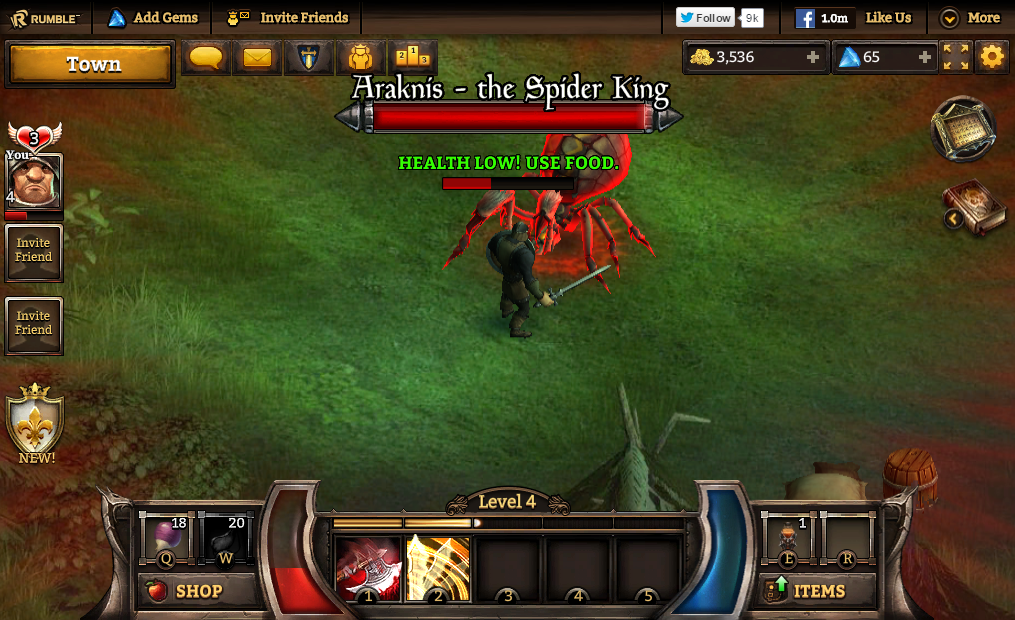 KingsRoad (Browser) screenshot: The spider king