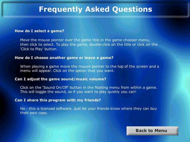 15 Beaut Aussie Games: Volume 4 (Windows) screenshot: The compilation's help file. Each game has it's own set of instructions