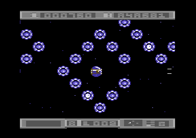 Hunter's Moon (Commodore 64) screenshot: Watch the white regeneration droids