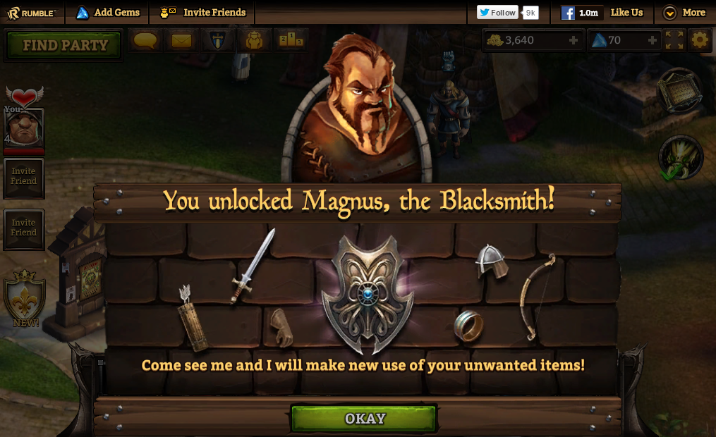 KingsRoad (Browser) screenshot: I unlocked the blacksmith