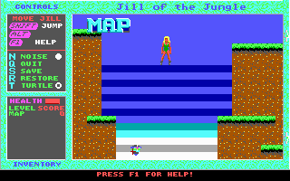 Jill of the Jungle (DOS) screenshot: Map (EGA)