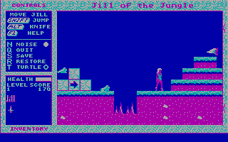 Jill of the Jungle (DOS) screenshot: Spikes (CGA)