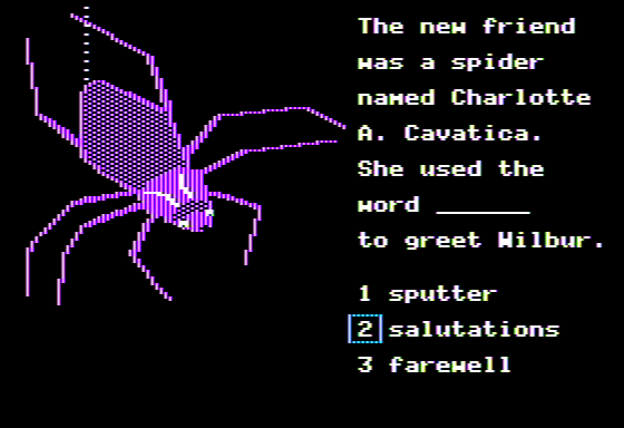 Screenshot of A Newbery Adventure: Charlotte's Web (Apple II, 1987 ...