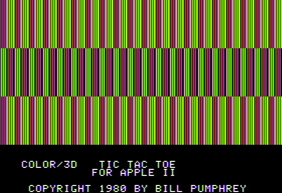 Color/3D Tic Tac Toe (Apple II) screenshot: Title Screen