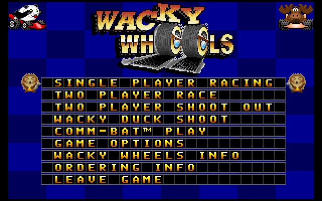 Wacky Wheels (Windows) screenshot: Main menu