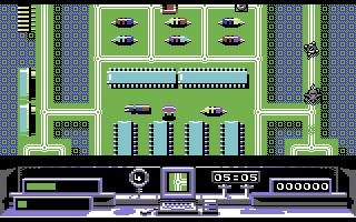 Micro Mouse (Commodore 64) screenshot: Being chased by a droid