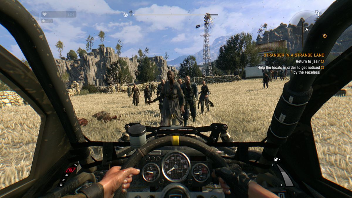 Dying Light: Enhanced Edition - The Following (Windows) screenshot: This expansion focuses on driving and you can hit enemy hordes.