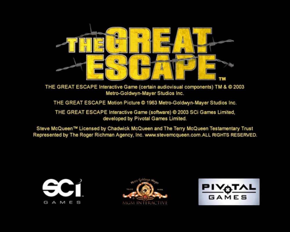 The Great Escape (Windows) screenshot: The title screen with all the corporate bits. After this comes the MGM lion, another title screen with just the game's name and then the main menu