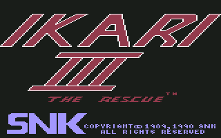 Ikari III: The Rescue (Commodore 64) screenshot: Title screen