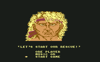Ikari III: The Rescue (Commodore 64) screenshot: Nice hair