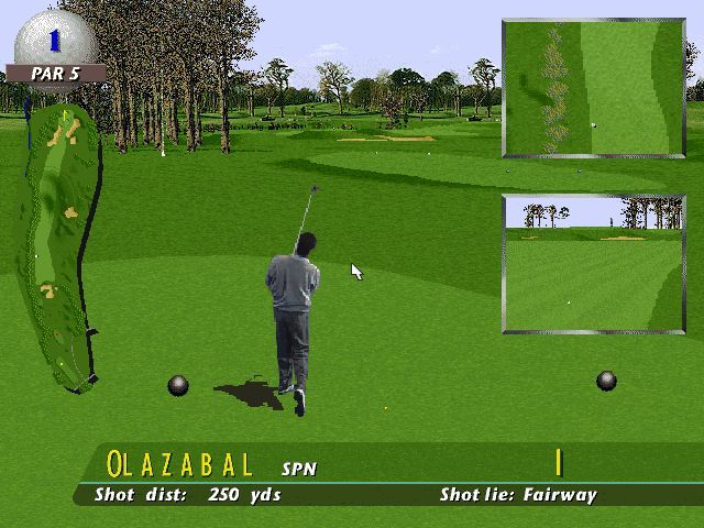 PGA European Tour (DOS) screenshot: This is the end of his shot.