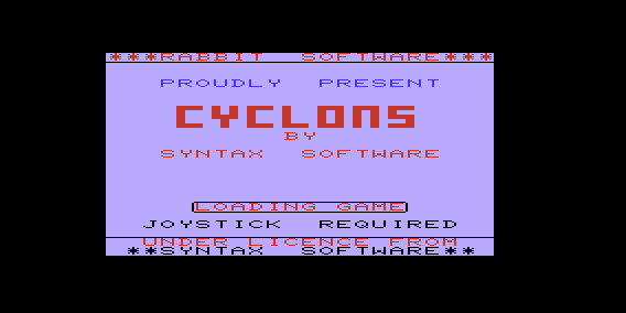 Cyclons (VIC-20) screenshot: Loading from tape