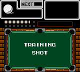 Side Pocket (Game Gear) screenshot: Before trying again, you are given to train a trick shot.