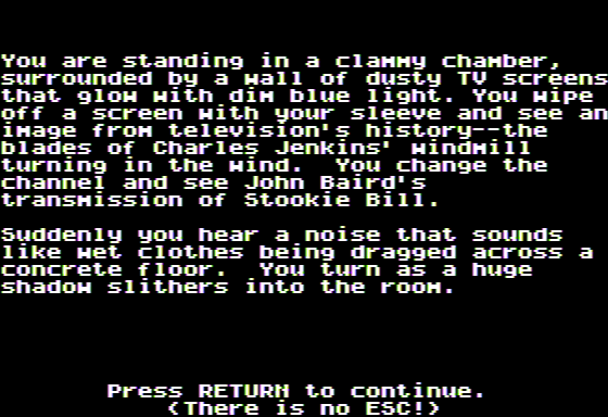 Microzine #22 (Apple II) screenshot: Haunted Channels - I Emerge on Channel 51