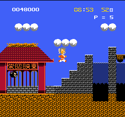Nagagutsu o Haita Neko: Sekai Isshū 80 Nichi Daibōken (NES) screenshot: Stage 4: Hong Kong