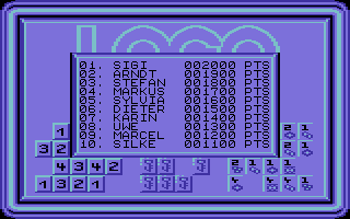 Logo (Commodore 64) screenshot: Highscore screen