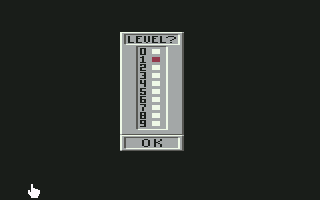 Blockout (Commodore 64) screenshot: Choose a level