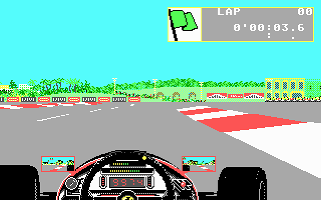 Ferrari Formula One (DOS) screenshot: racing on a different track - EGA
