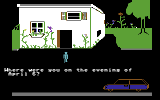 Snooper Troops (Commodore 64) screenshot: Questioning a suspect.