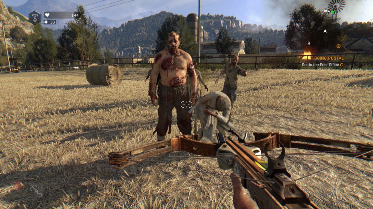 Dying Light: Enhanced Edition - The Following (Windows) screenshot: Crossbow vs. The undead