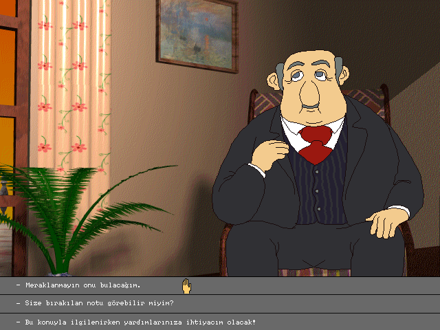 Detective Storm (DOS) screenshot: Talking to the client.