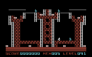 Lode Runner (Commodore 64) screenshot: Level 91 - Towers