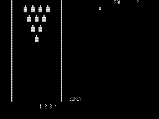Bowling (TRS-80) screenshot: Setting my Zone