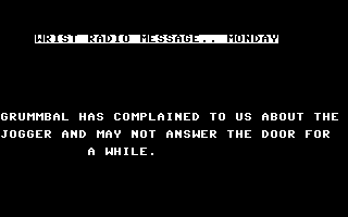 Snooper Troops (Commodore 64) screenshot: Receiving a message on your wrist radio.