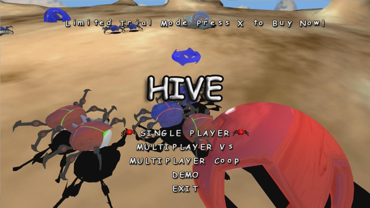 Hive (Xbox 360) screenshot: Main menu (trial version)
