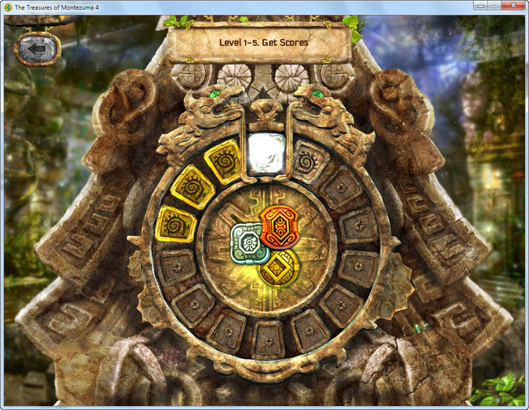 The Treasures of Montezuma 4 (Windows) screenshot: The level wheel as were finish the fourth level.