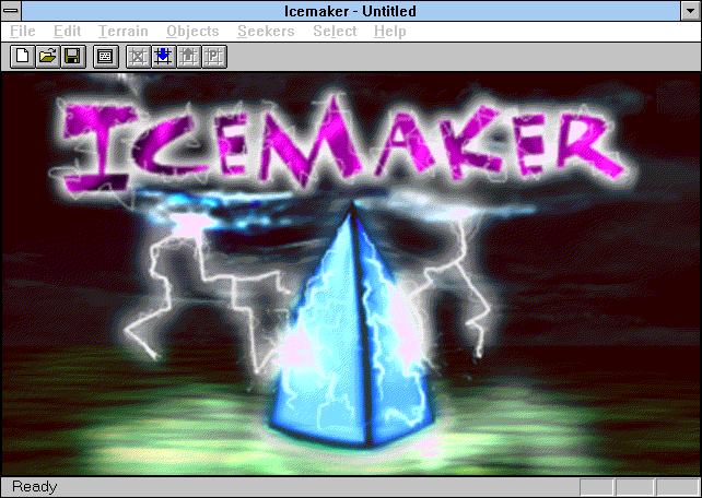 Icebreaker (Windows) screenshot: Title screen of "Icemaker," the level editor of Icebreaker.