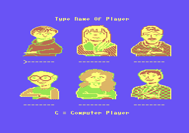 Press Your Luck (Commodore 64) screenshot: Choose Your Character