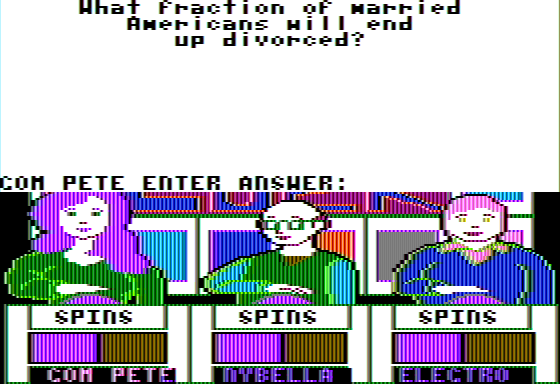 Press Your Luck (Apple II) screenshot: Apparently it is 1/2.